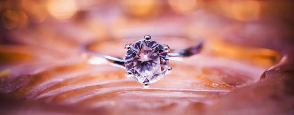 A diamond ring on a model's hand